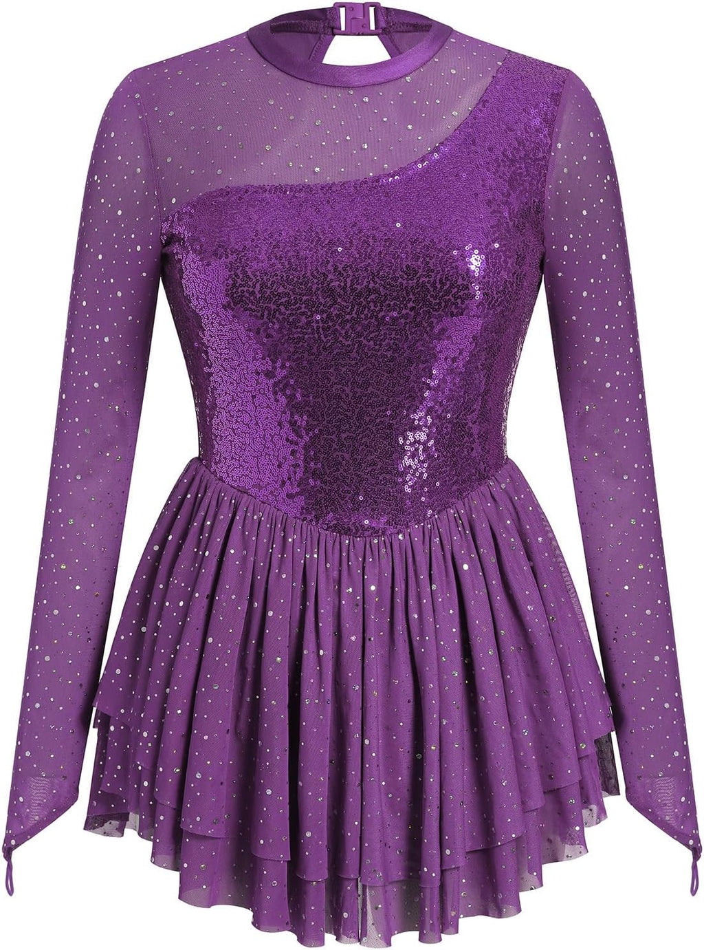 AFAVOM Vestido de patinaje artístico con lentejuelas para mujer, ma...