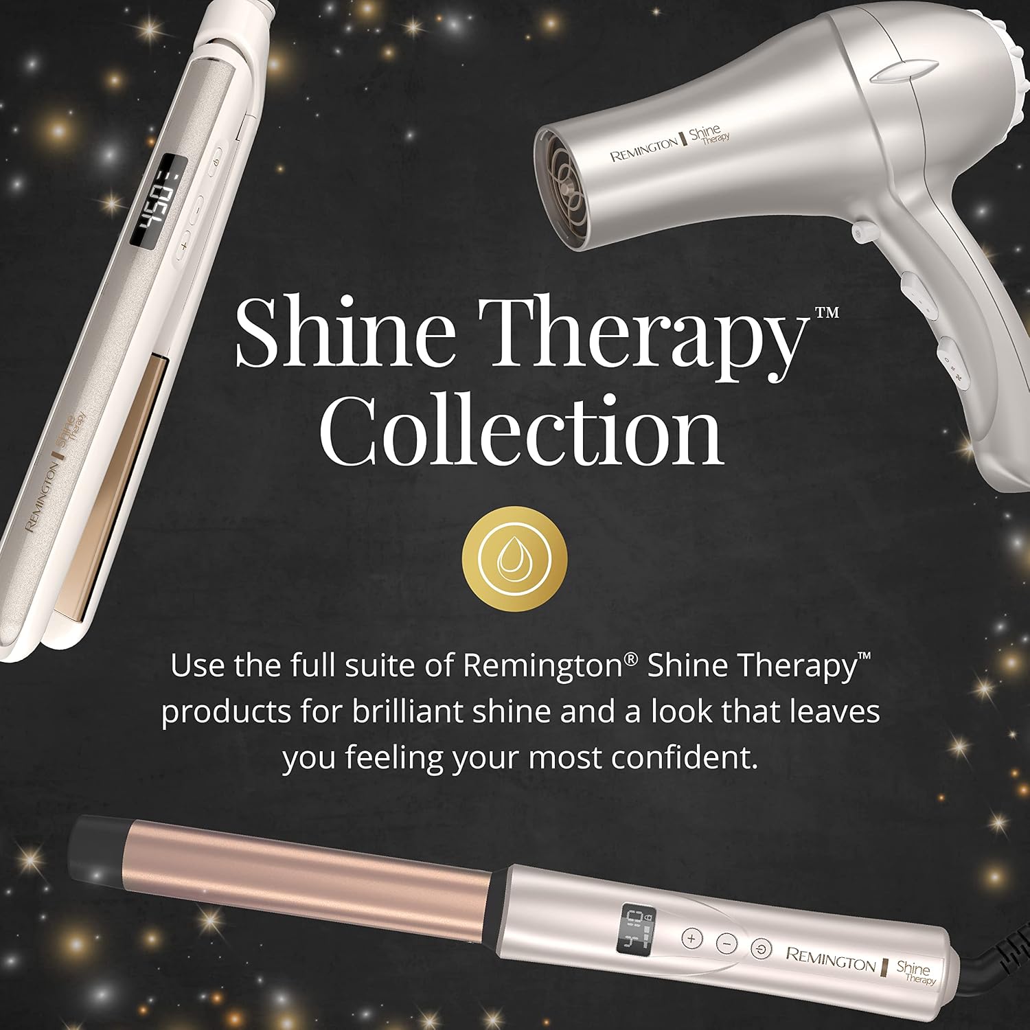 Remington Shine Therapy - Varita rizadora, 1 pulgada, aceite de arg...