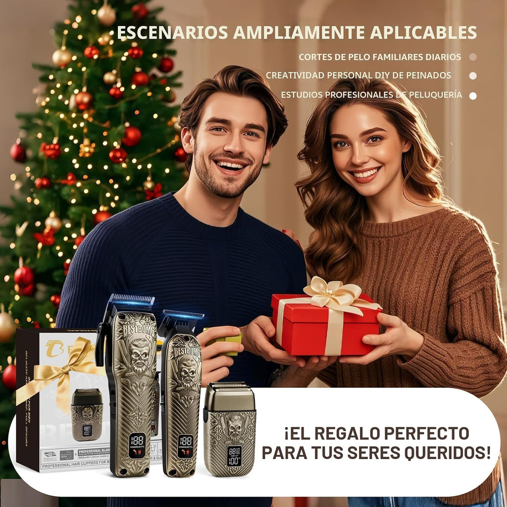 BESTBOMG® - Juego de cortapelos para hombres, cortadora de pelo pro...