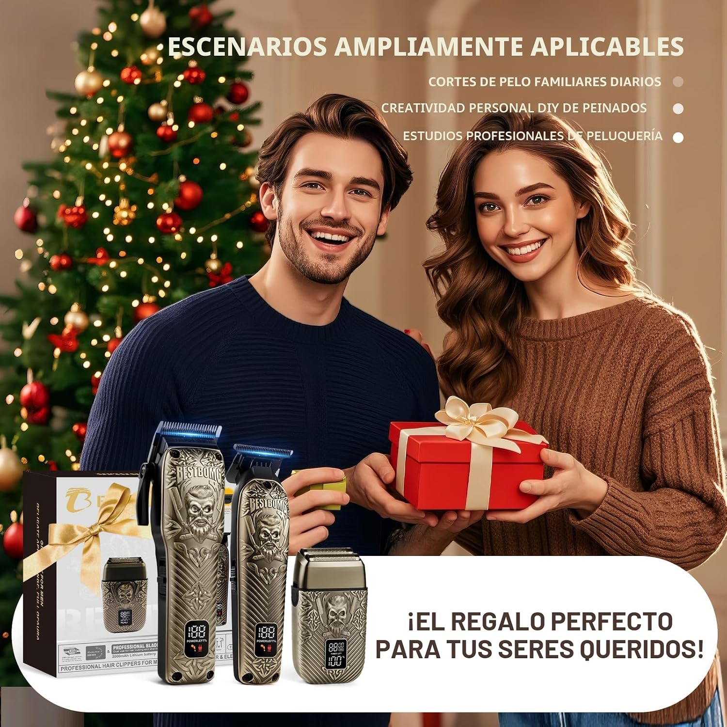 BESTBOMG® - Juego de cortapelos para hombres, cortadora de pelo pro...