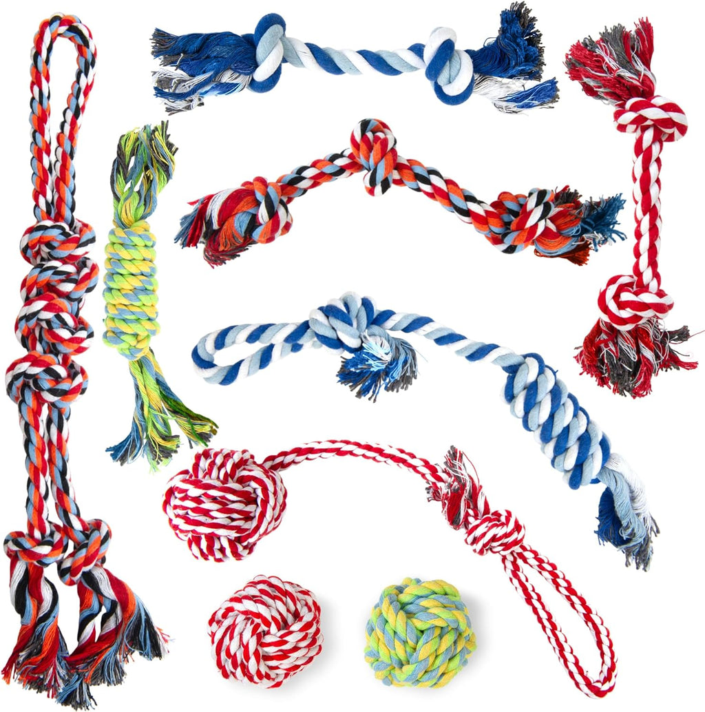 TwoEar Paquete de 9 Juguetes de Cuerda para Perros \u2013 Juguetes...
