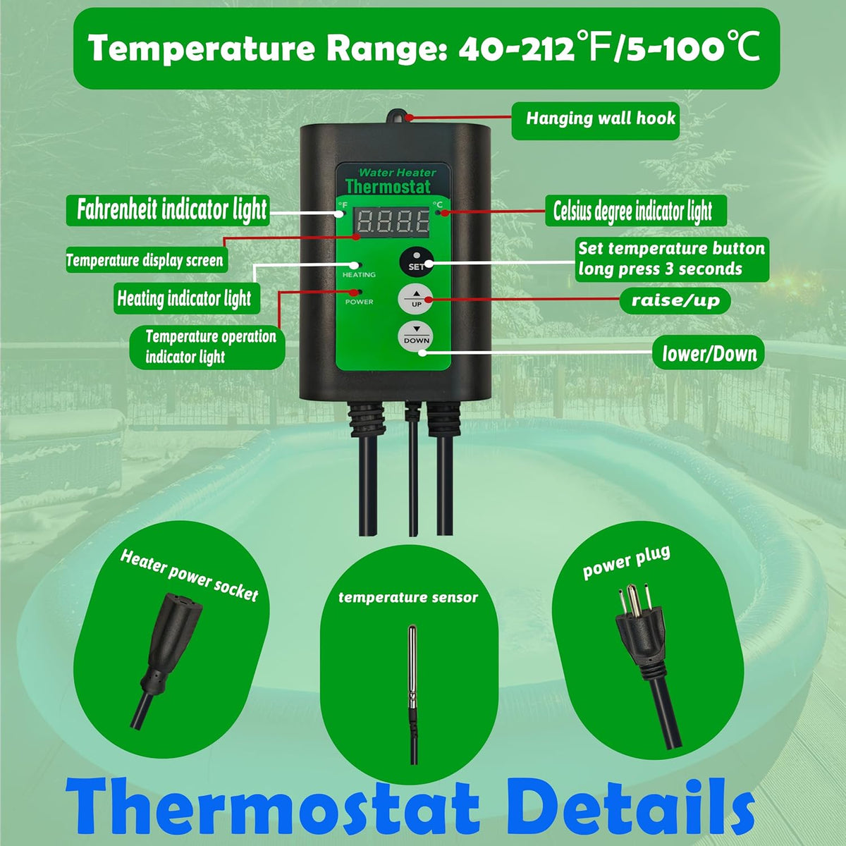 Calentador de agua de inmersión de 3500 W 240 V para bañera de hidr...