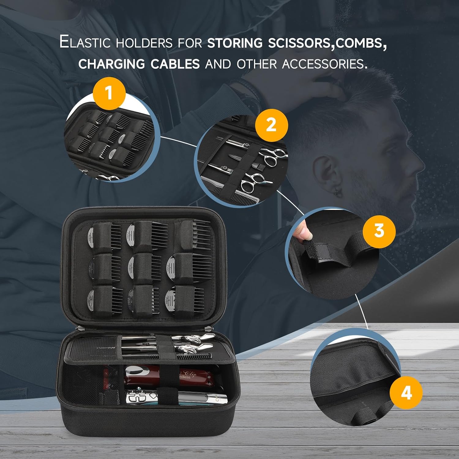 MOSLA Estuche duro para accesorios de peluquero para cortar el cabe...