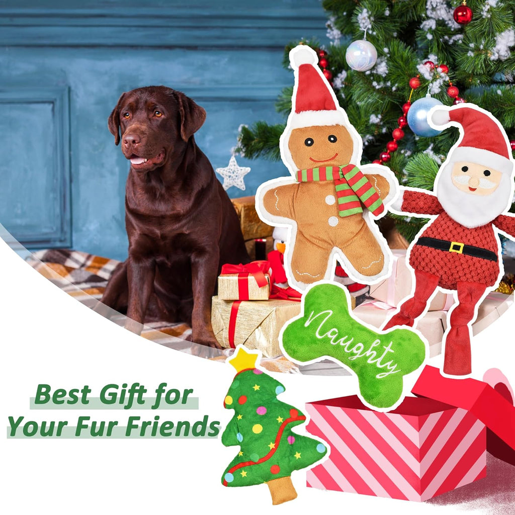 LECHONG Juguetes de Navidad para perros, 4 juguetes chirriantes par...