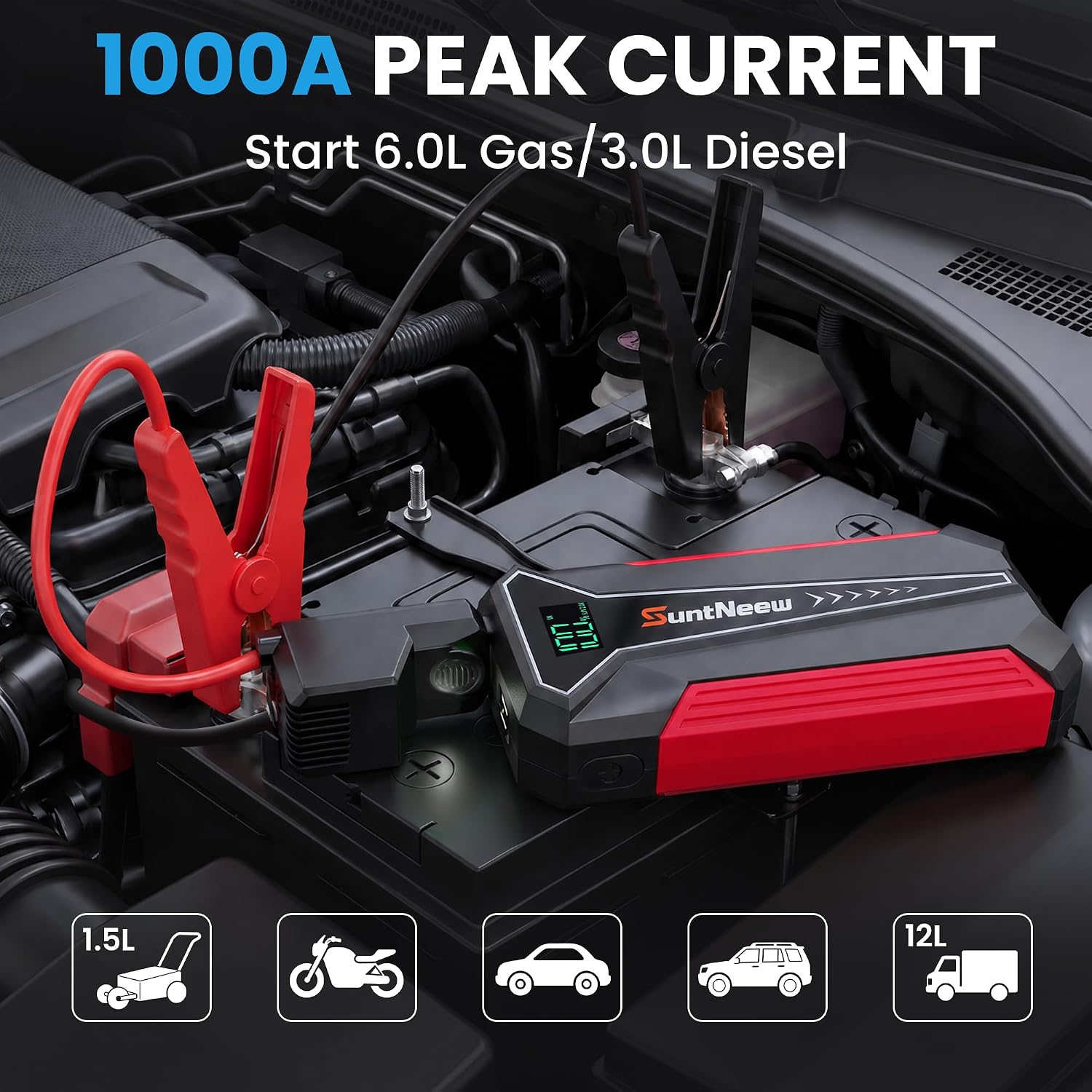 Jump Starter Power Bank de 8000 mAh (hasta 6.5 L de gasolina\/5.0 L...