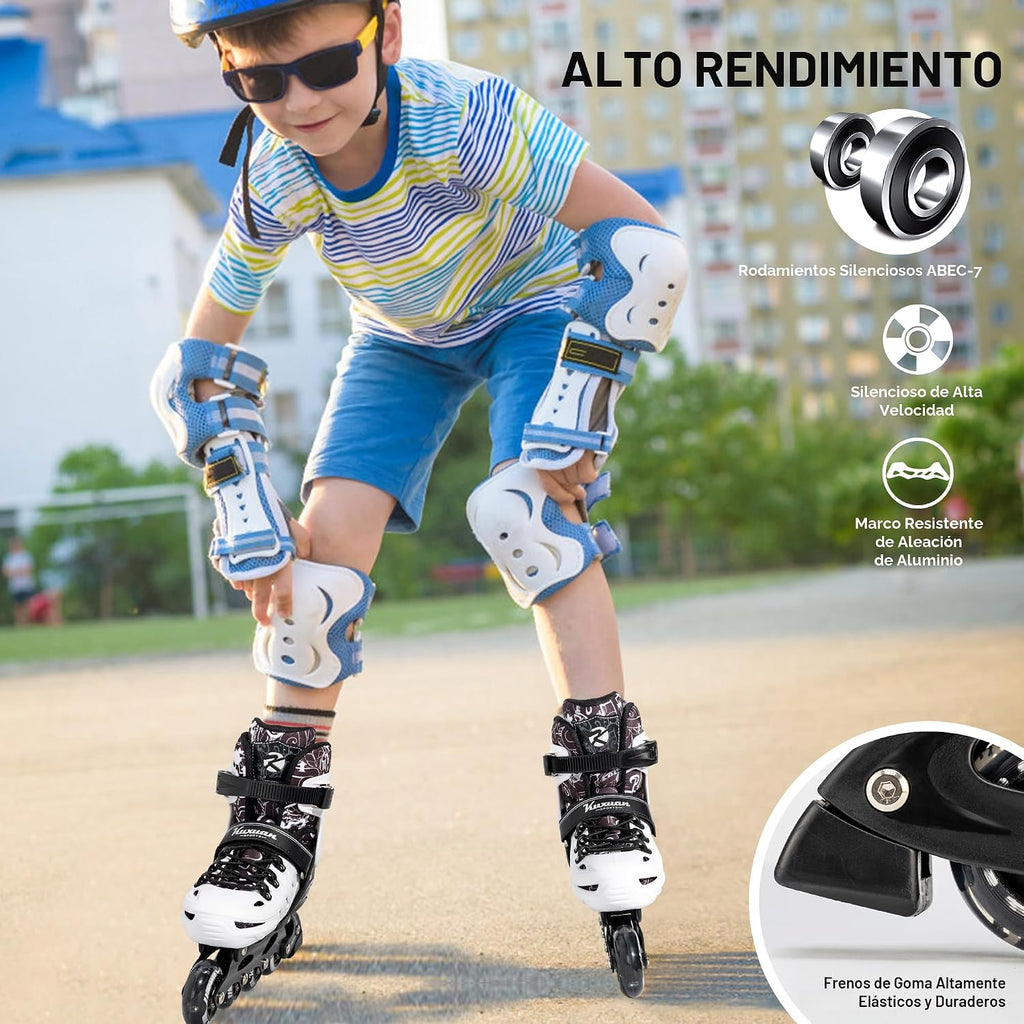 Kuxuan skates Patines en línea ajustables para niños, jóvenes y adu...