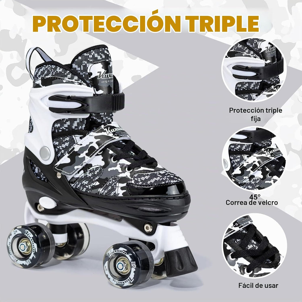 Kuxuan Skates - Patines ajustables de camuflaje para niños y niñas,...