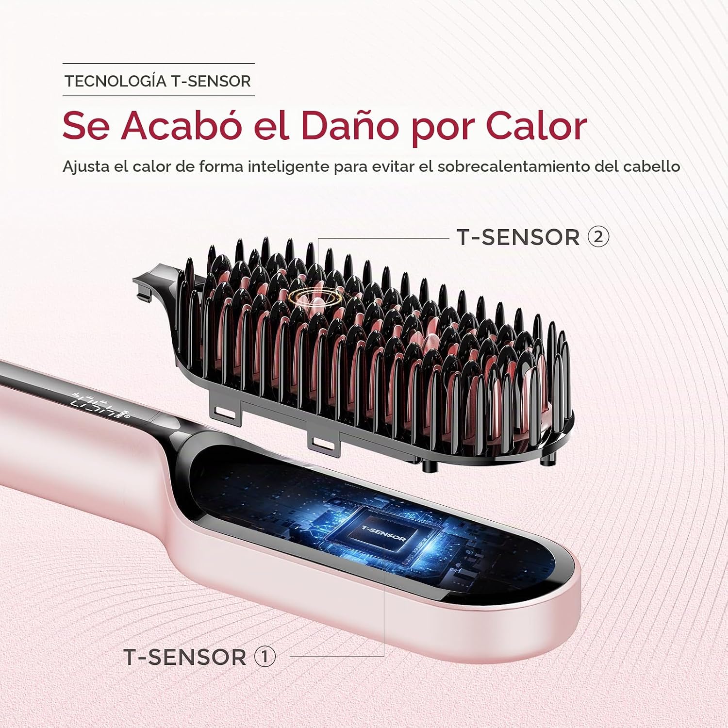 TYMO Cepillo alisador de cabello, cepillo alisador compacto iónico...