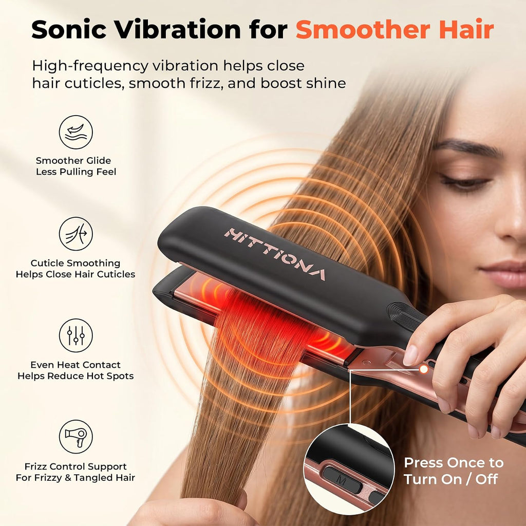 HITTIONA Plancha de cerámica de 1.75 pulgadas de ancho para mujeres...