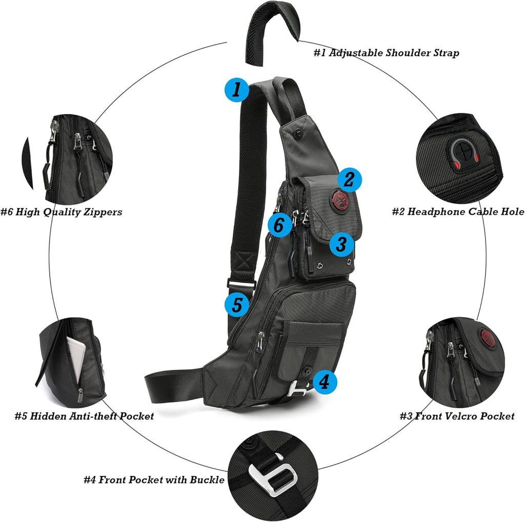 NICGID Bolso bandolera en el pecho, mochila de hombro, bolsa cruzad...