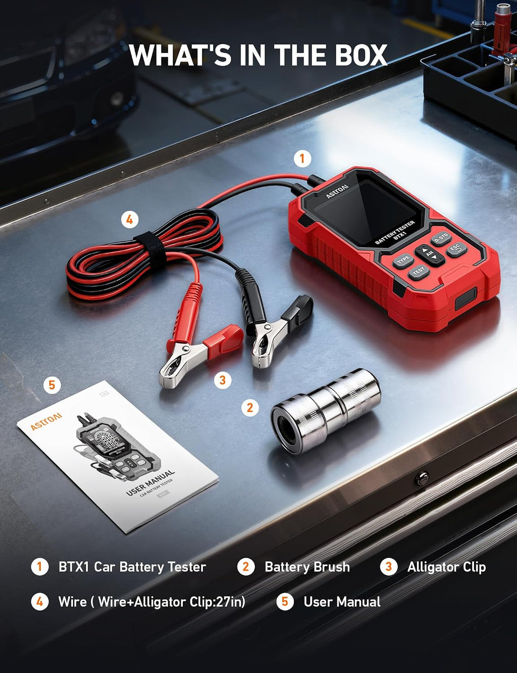 AstroAI Probador de batería de coche 12V\/24V \u2014 100-2000 CCA,...