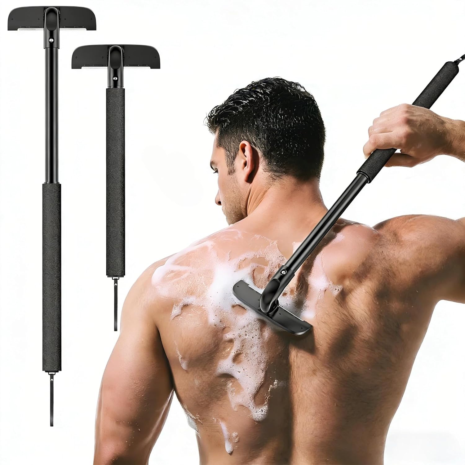 VEYLA - Afeitadora de espalda sin níquel para hombres, mango largo...