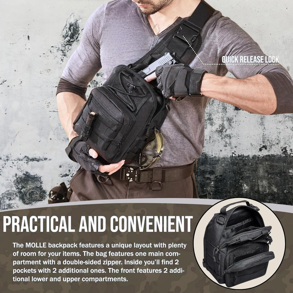 LBlanco Mochila táctica para el hombro, pequeña, para exteriores, p...