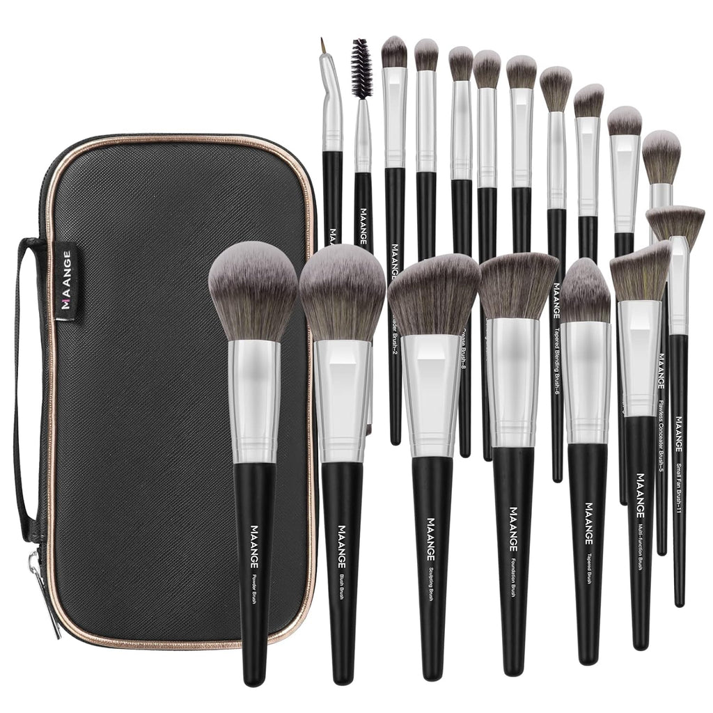 MAANGE - Juego de 18 brochas de maquillaje profesionales con estuch...