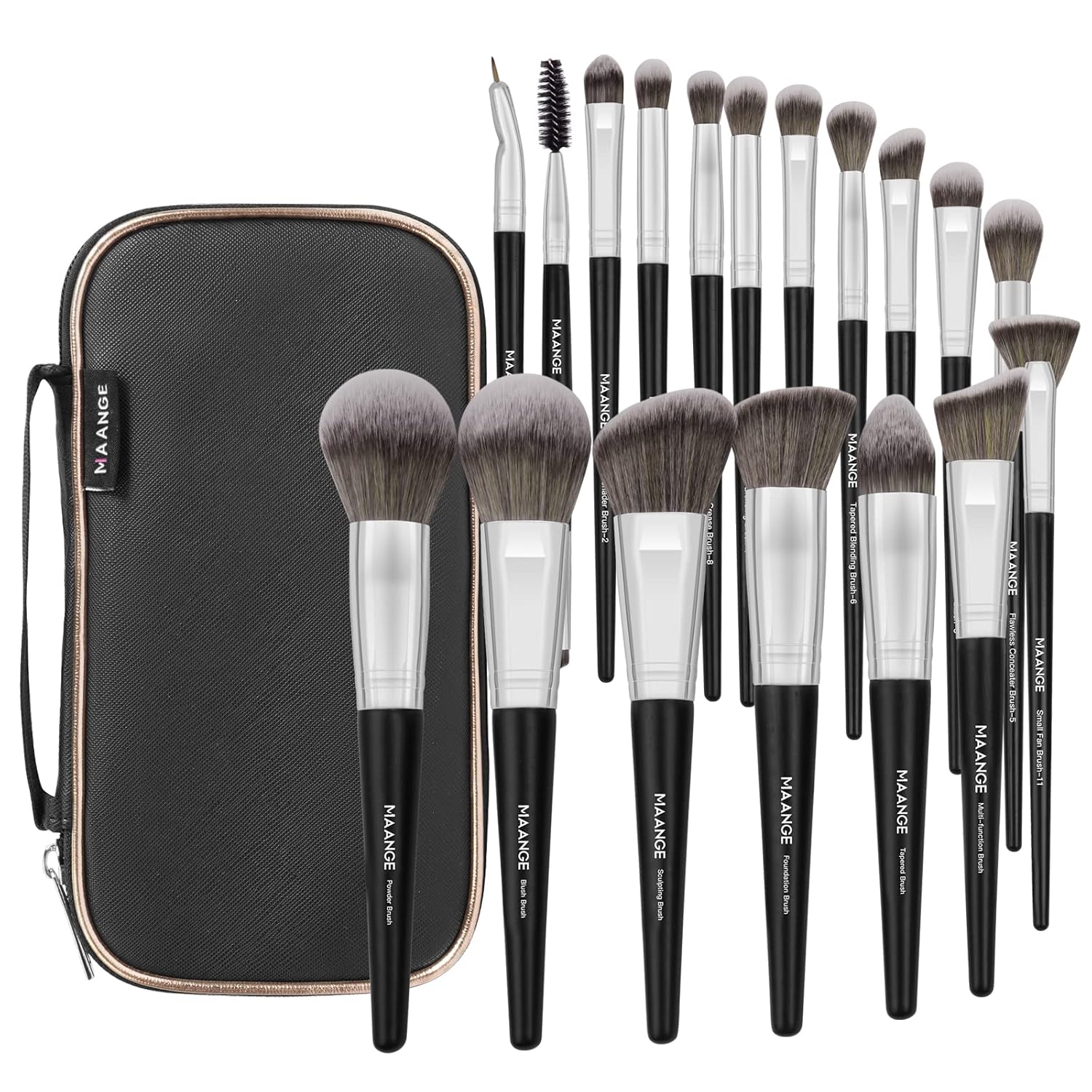 MAANGE - Juego de 18 brochas de maquillaje profesionales con estuch...