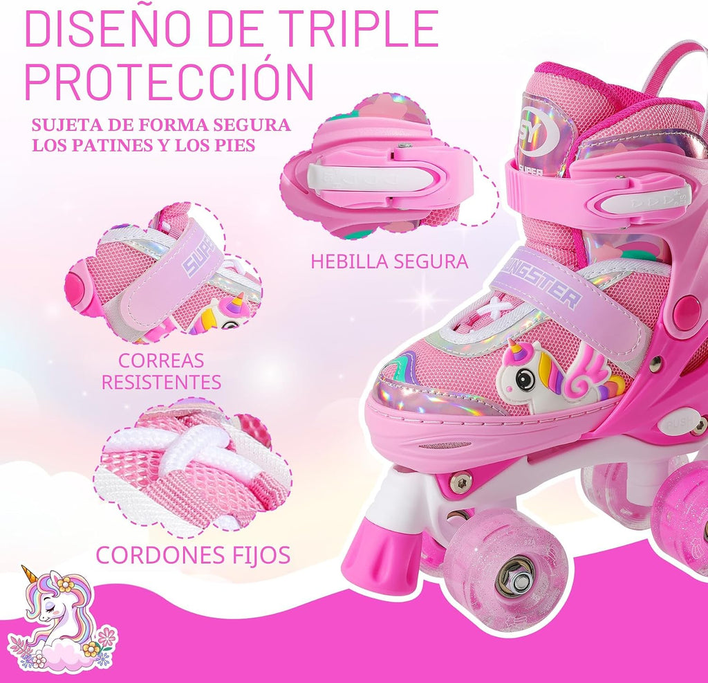 SUPER YOUNGSTER Patines de ruedas ajustables con luces LED para niñ...