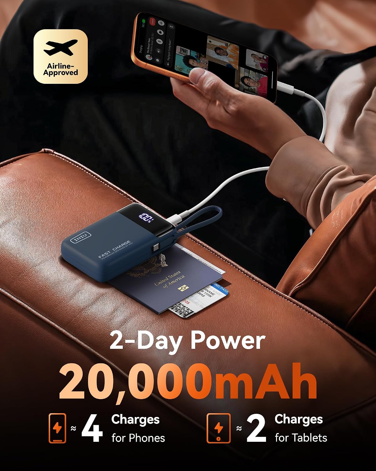 INIU Cargador portátil, banco de energía pequeño de 20000mAh con ca...
