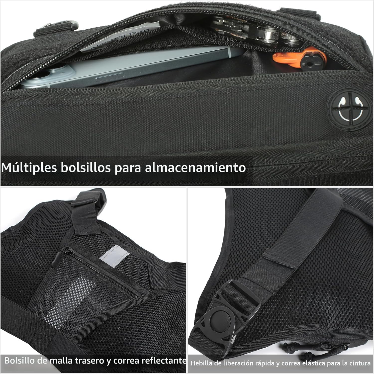 Bolsa de pecho deportiva para hombre, bolsa frontal para el pecho,...