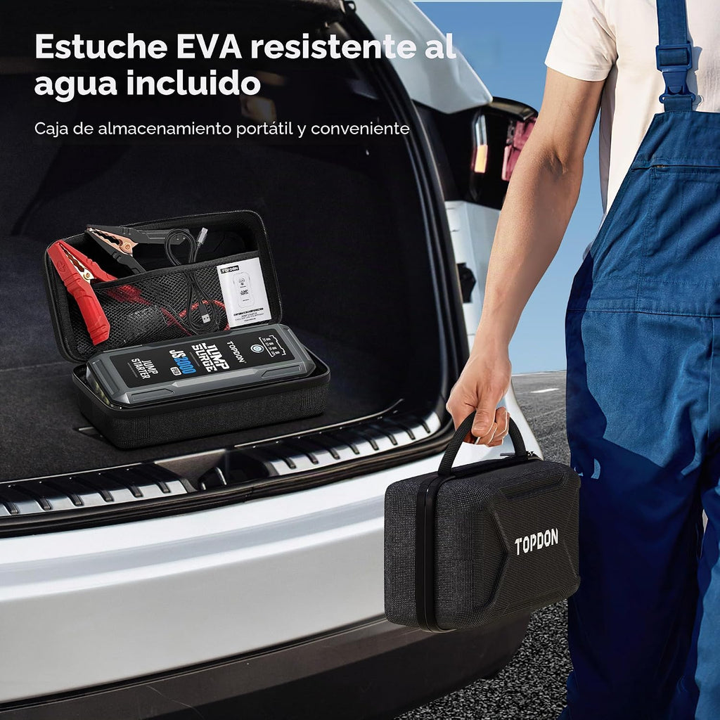 TOPDON Cargador de batería de coche, arrancador de batería de pico...