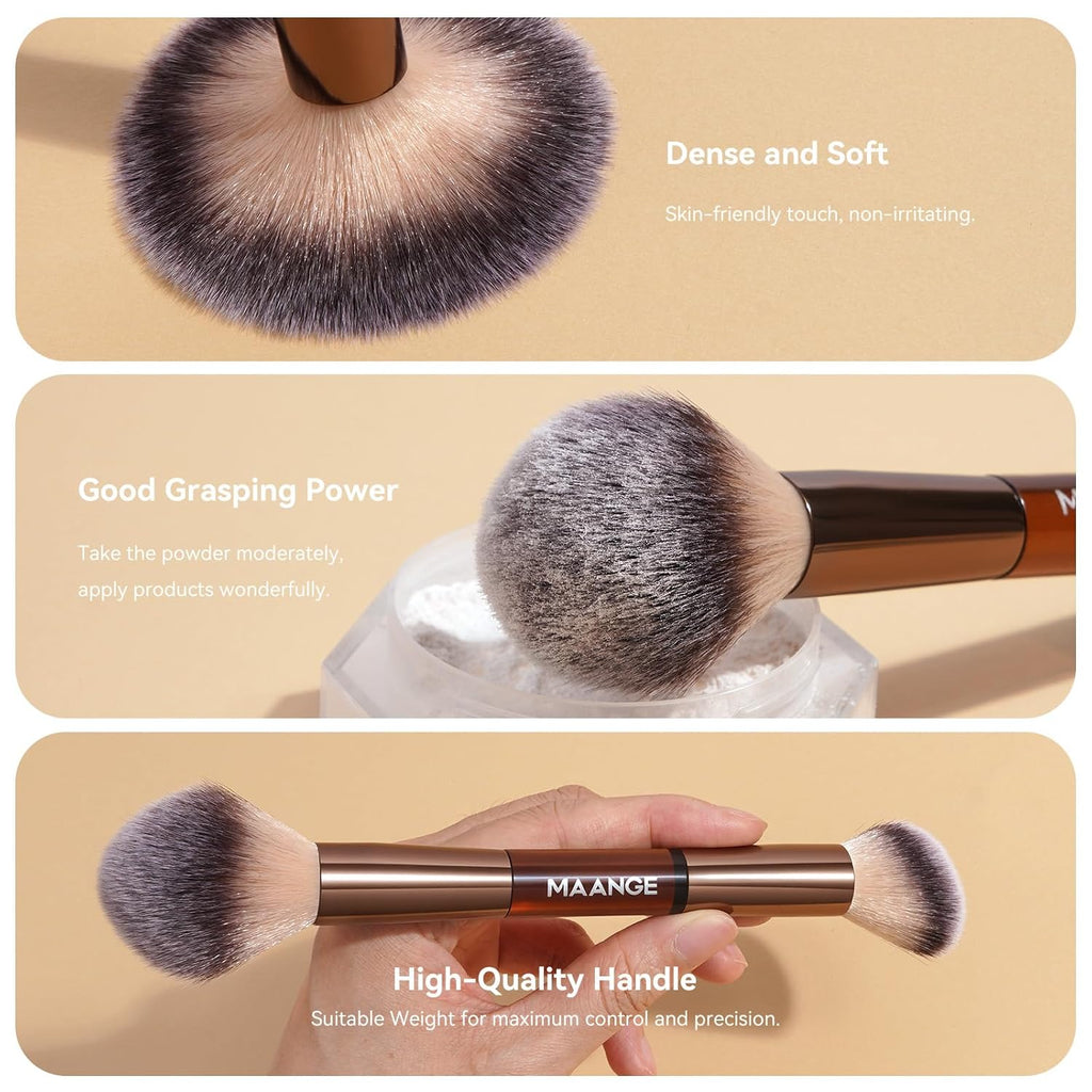 MAANGE Juego de 7 pinceles para maquillaje con bolsa, brochas de ma...