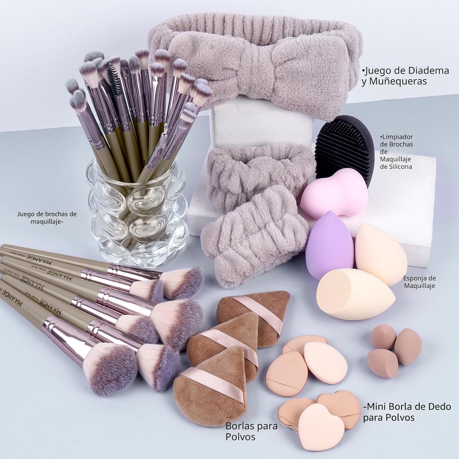 MAANGE Juego de 51 brochas de maquillaje, juego de herramientas de...