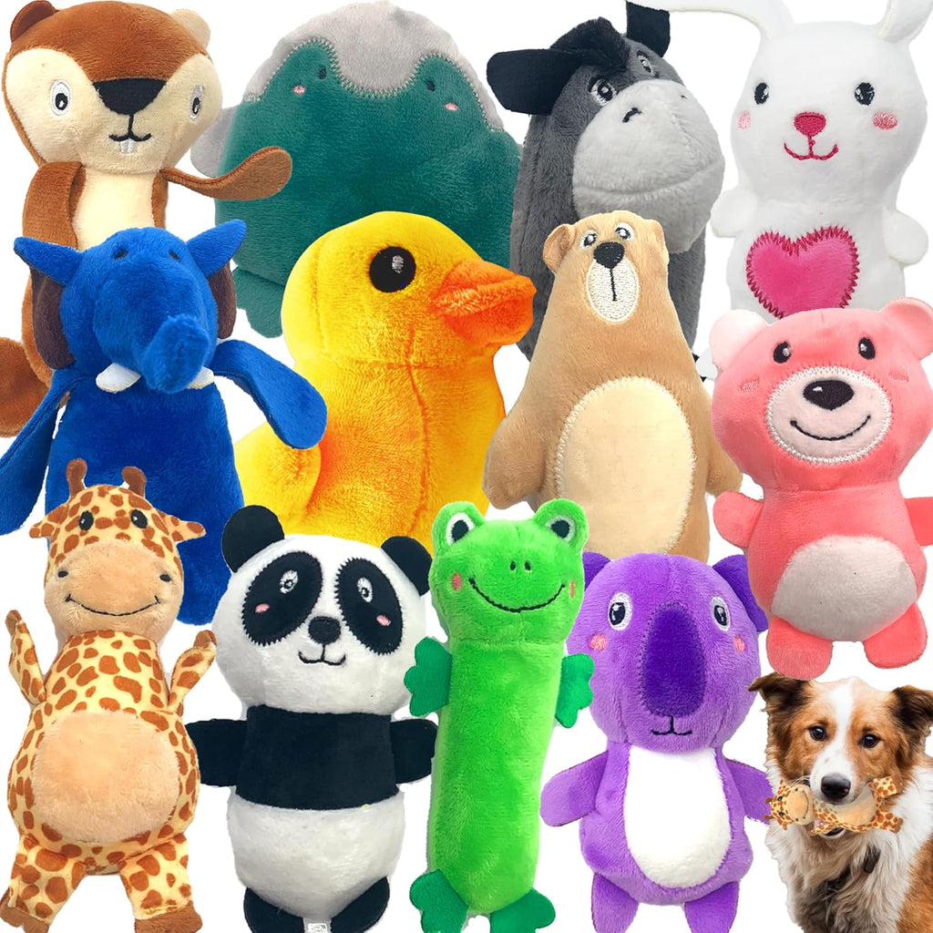 Jalousie Paquete de 12 juguetes de peluche para perros, juguetes ma...
