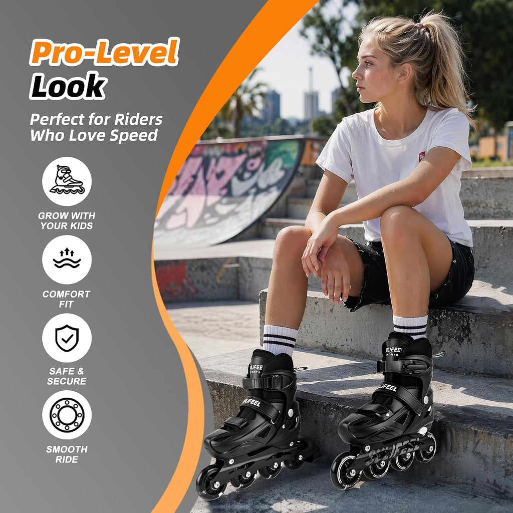 SULIFEEL Adjustable Light Up Kids Inline Skates Hard Shell Boys Gir...