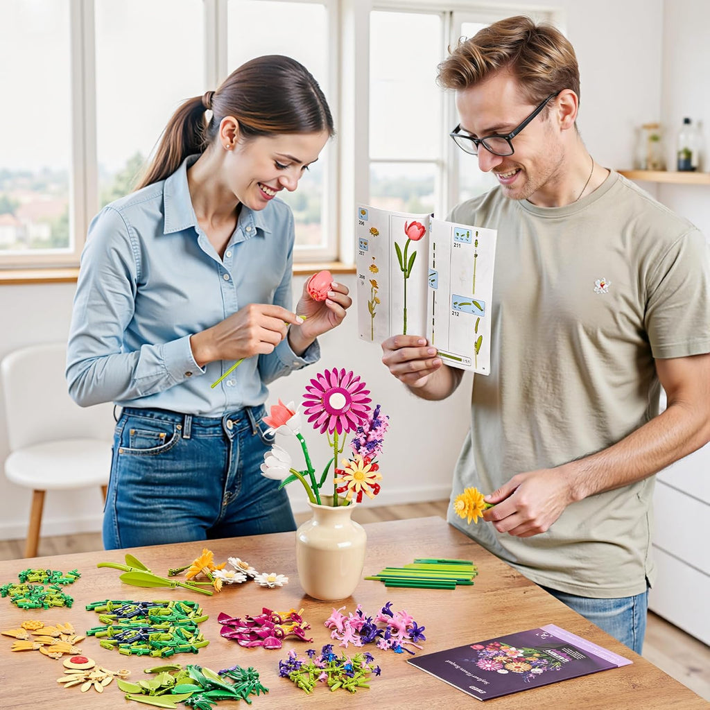 EWED Juego de construcción de ramo de flores de girasoles para adul...