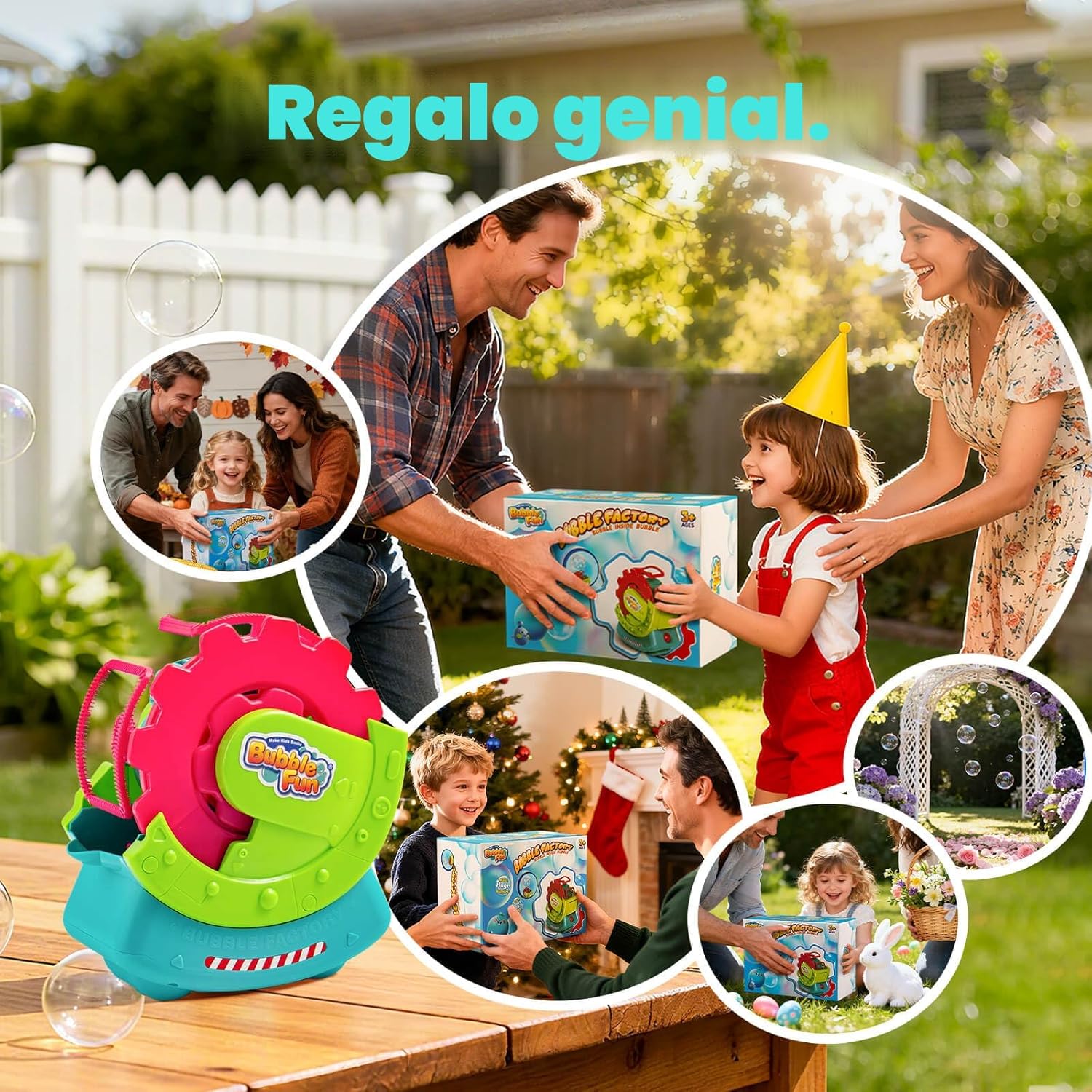 Máquina de burbujas para niños pequeños y mascotas, con solución se...