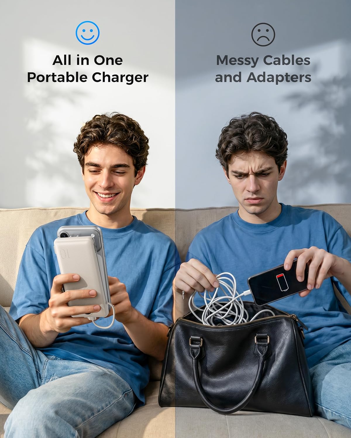 VEGER Cargador Portátil con Enchufe de CA Integrado y Cables, Todo...