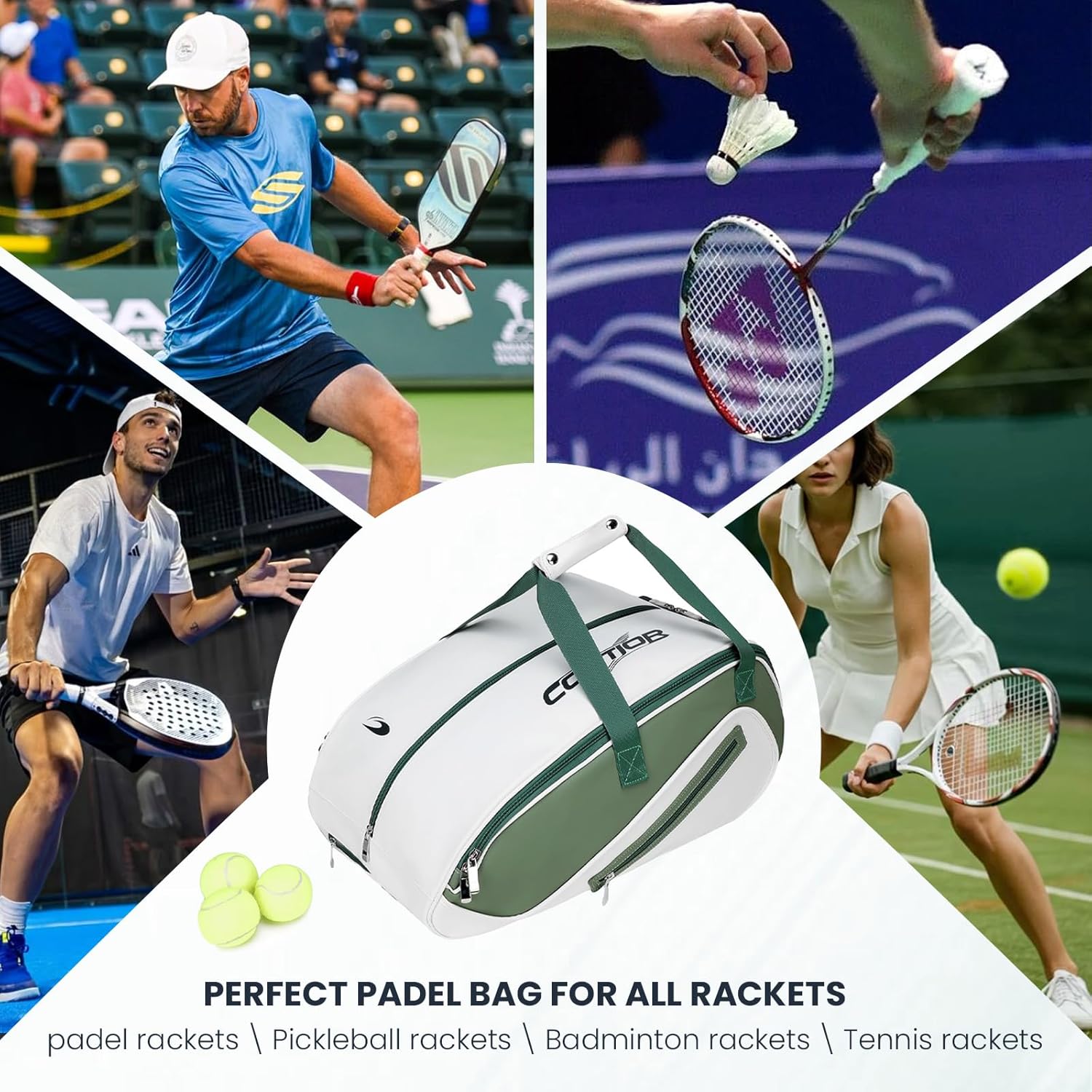 CCGTIOR Bolsa de Tenis que Sostiene 2 Raquetas con Compartimento pa...