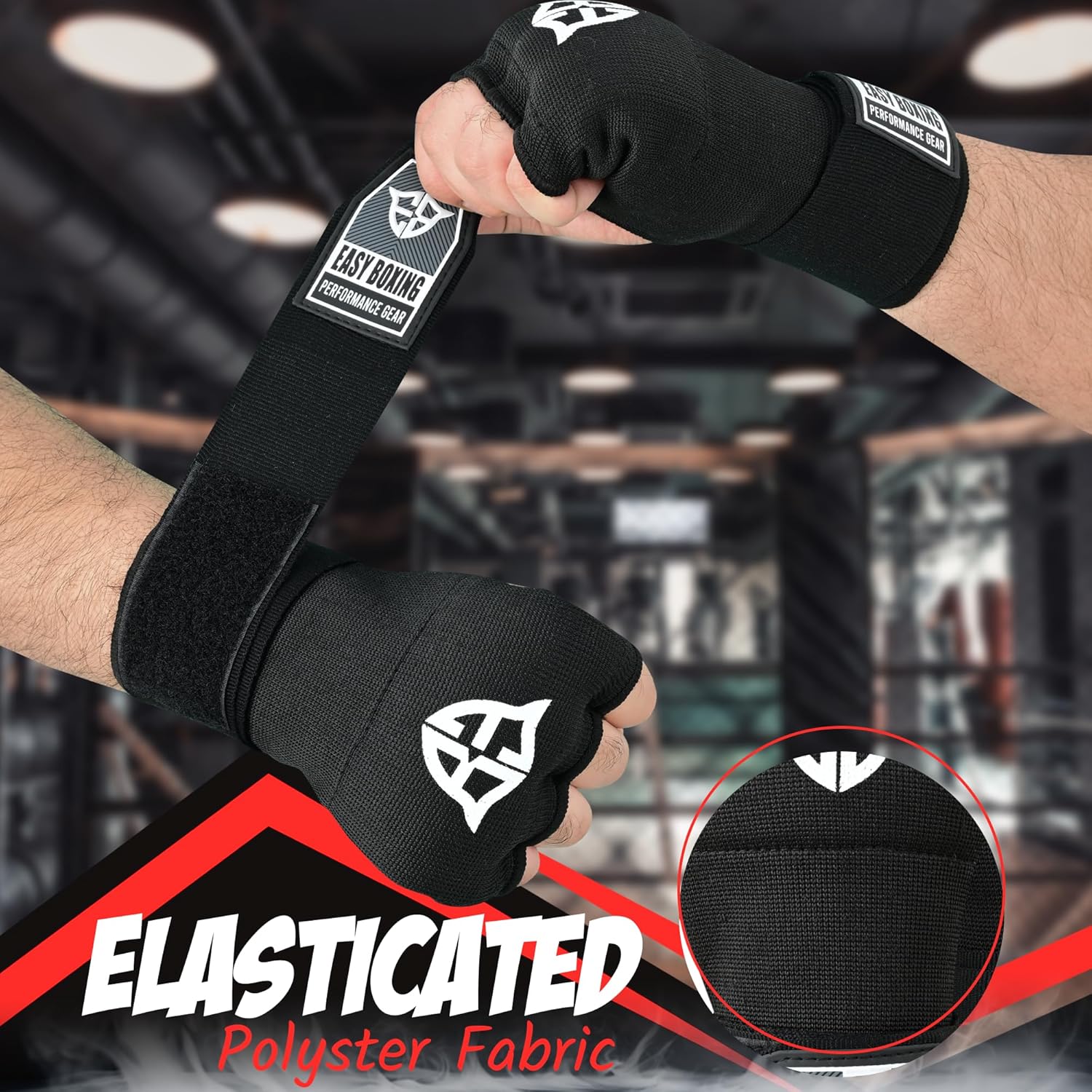Easy Boxing Guantes interiores de gel, cierre de , muñequeras trans...