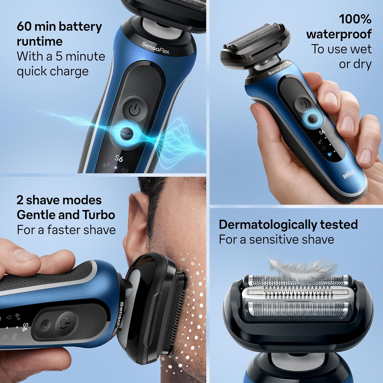 Braun Afeitadora eléctrica para hombre, serie 6 6177cc, afeitado en...