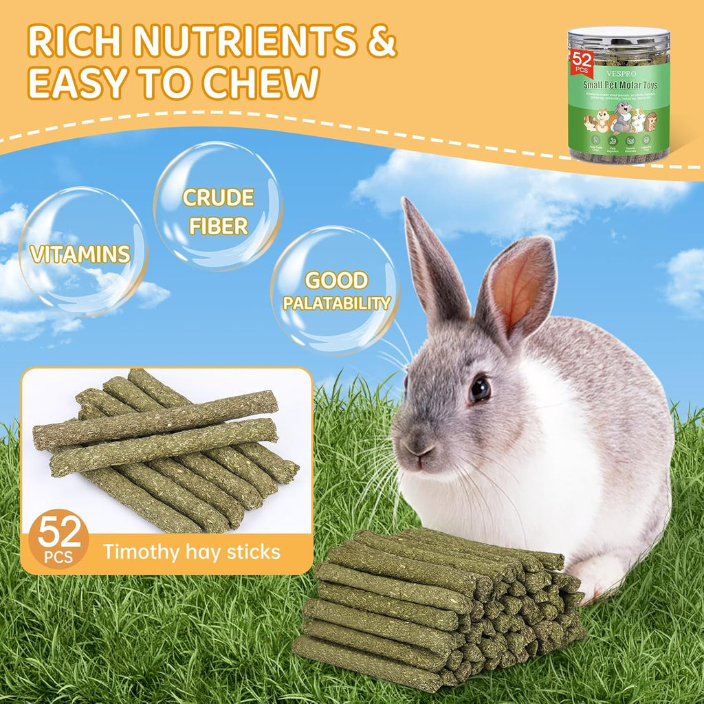 VESPRO 52 palitos masticables de conejo, juguetes de conejillo de i...