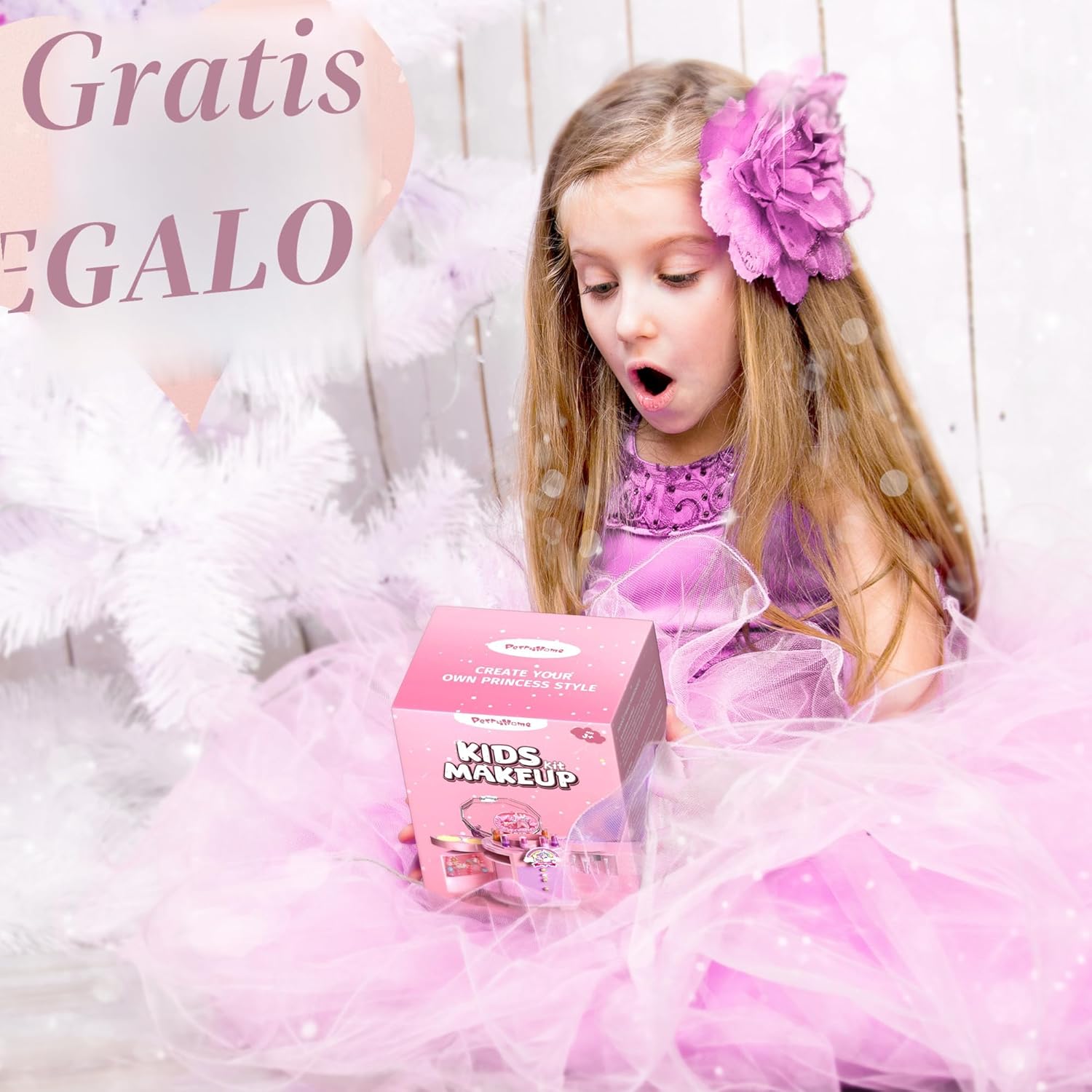 PERRYHOME Juego de maquillaje para niñas de 63 piezas, lavable, no...