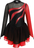 Vestido de patinaje artístico para niña, con cuello alto falso metá...