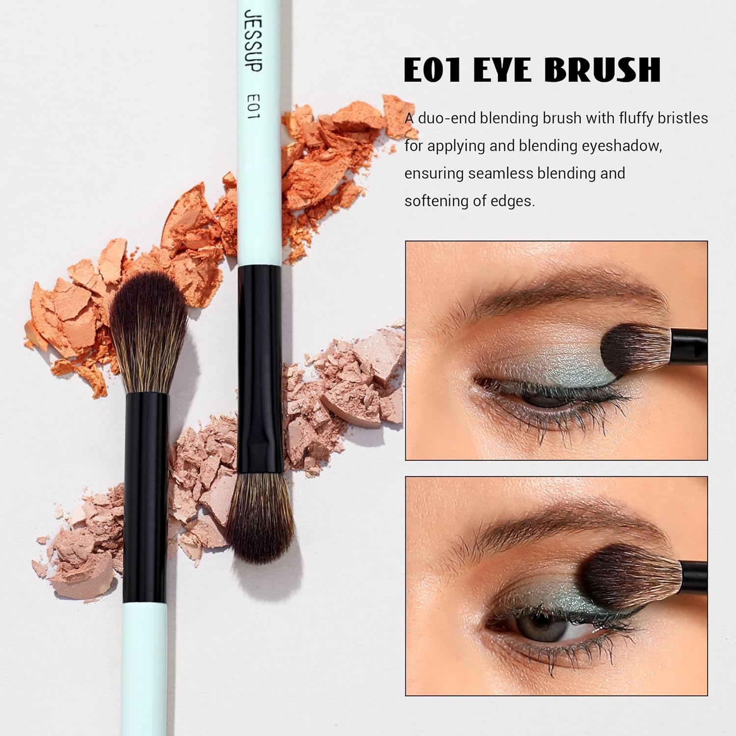 Jessup brochas de maquillaje 2 piezas, cepillo de base de doble car...