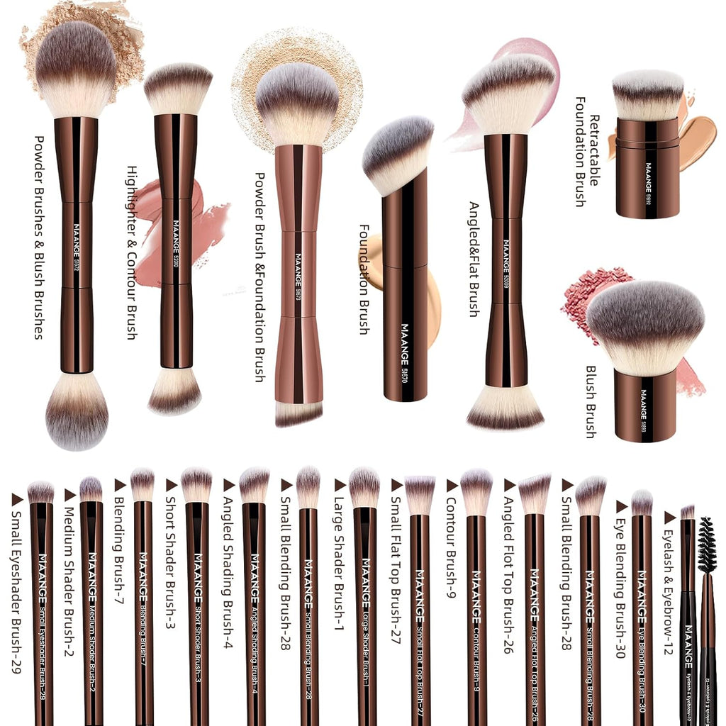 MAANGE 20 piezas de brochas de maquillaje con caja de regalo, broch...