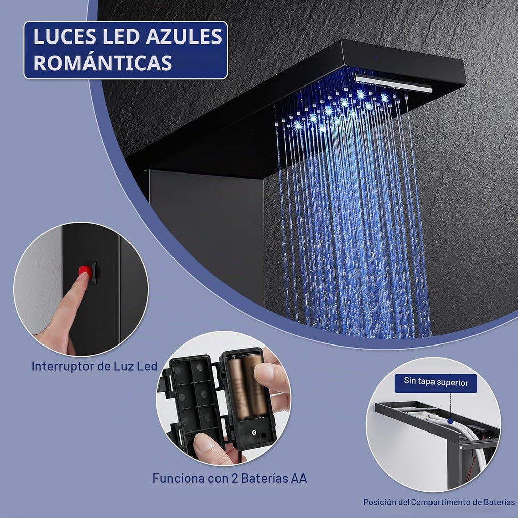 ROVATE 5 en 1 LED Rainfall - Panel de ducha con sistema de torre de...
