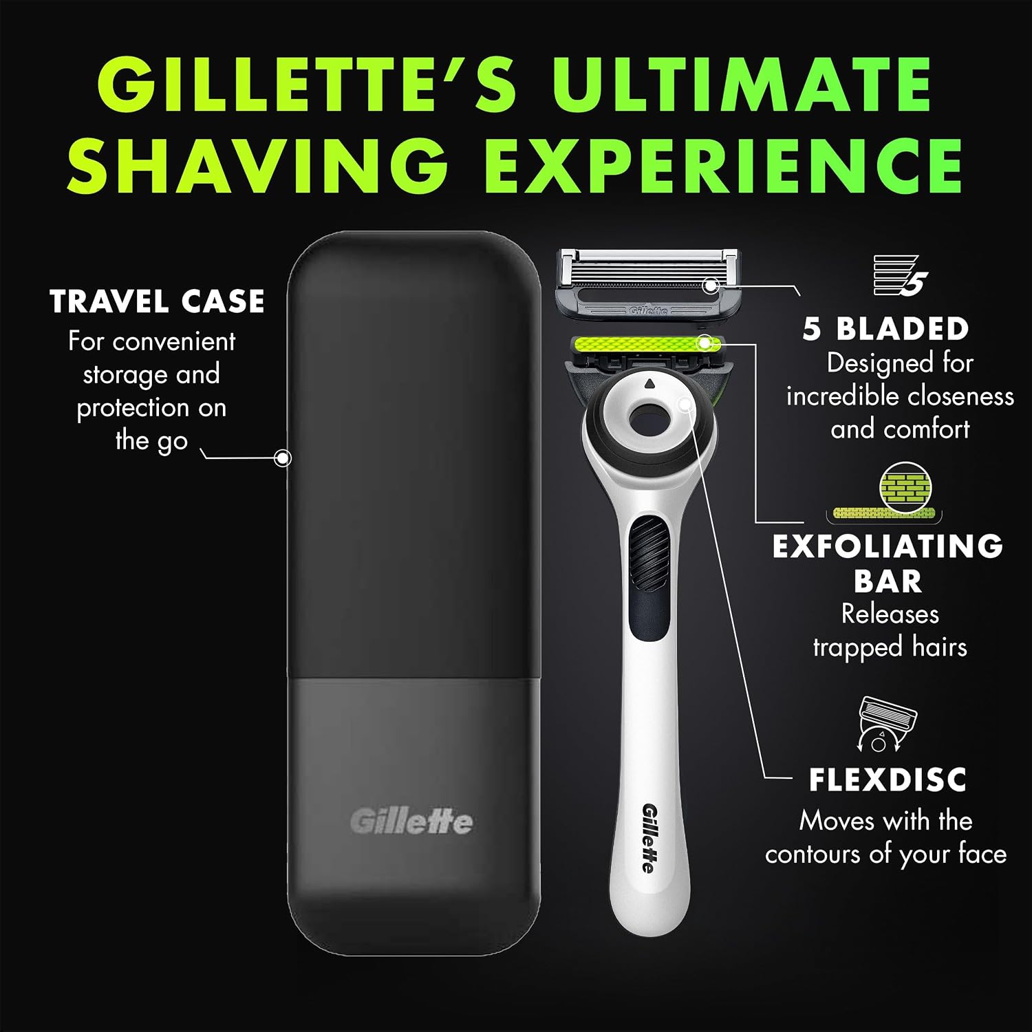 GilletteLabs con barra exfoliante Edición Blanca Afilada para hombr...