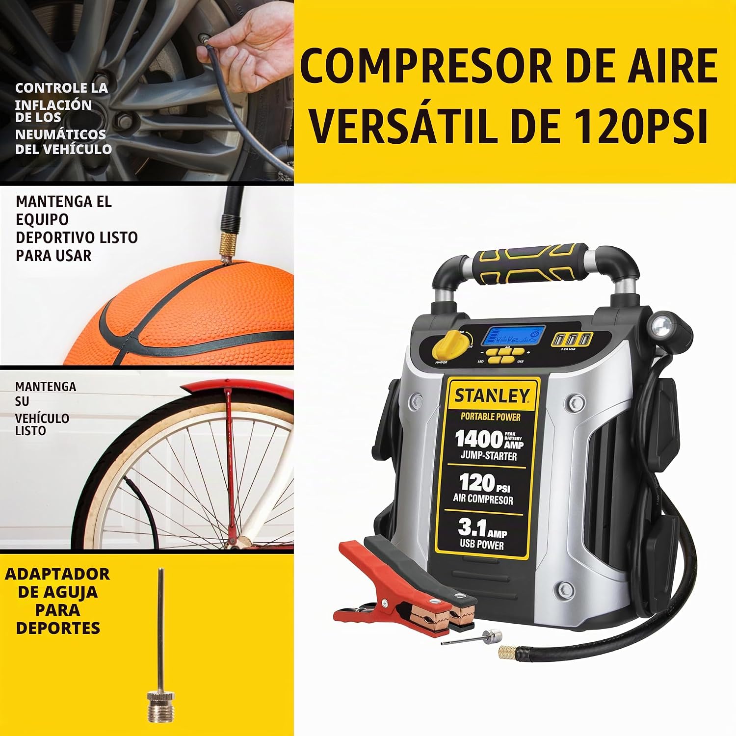 Stanley J7C09D Arrancador automotriz de 1400 amperios de pico, pote...