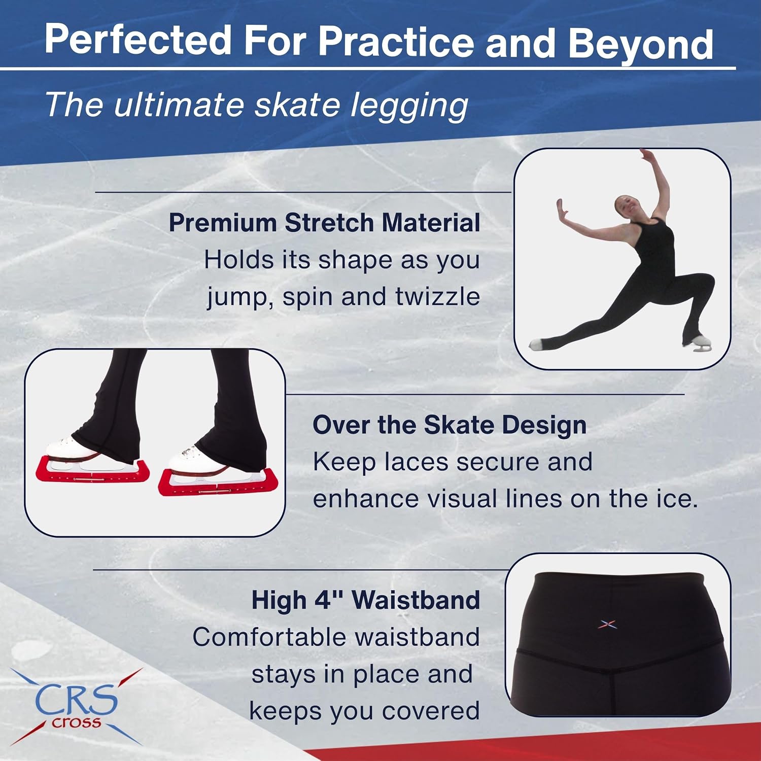CRS Cross Leggings de patinaje sobre hielo. Leggins negros para pat...