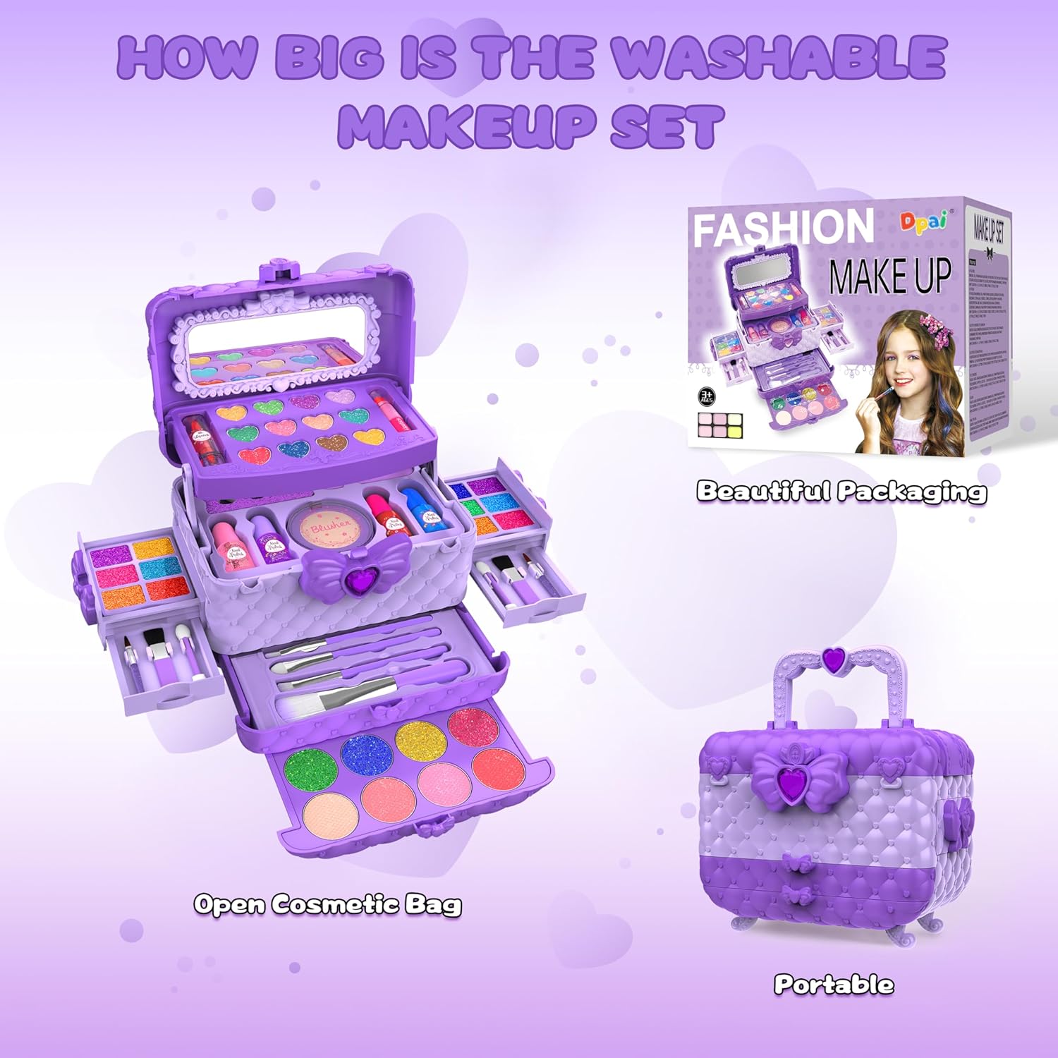 54 piezas de kit de maquillaje para niñas, princesa de juguete, kit...