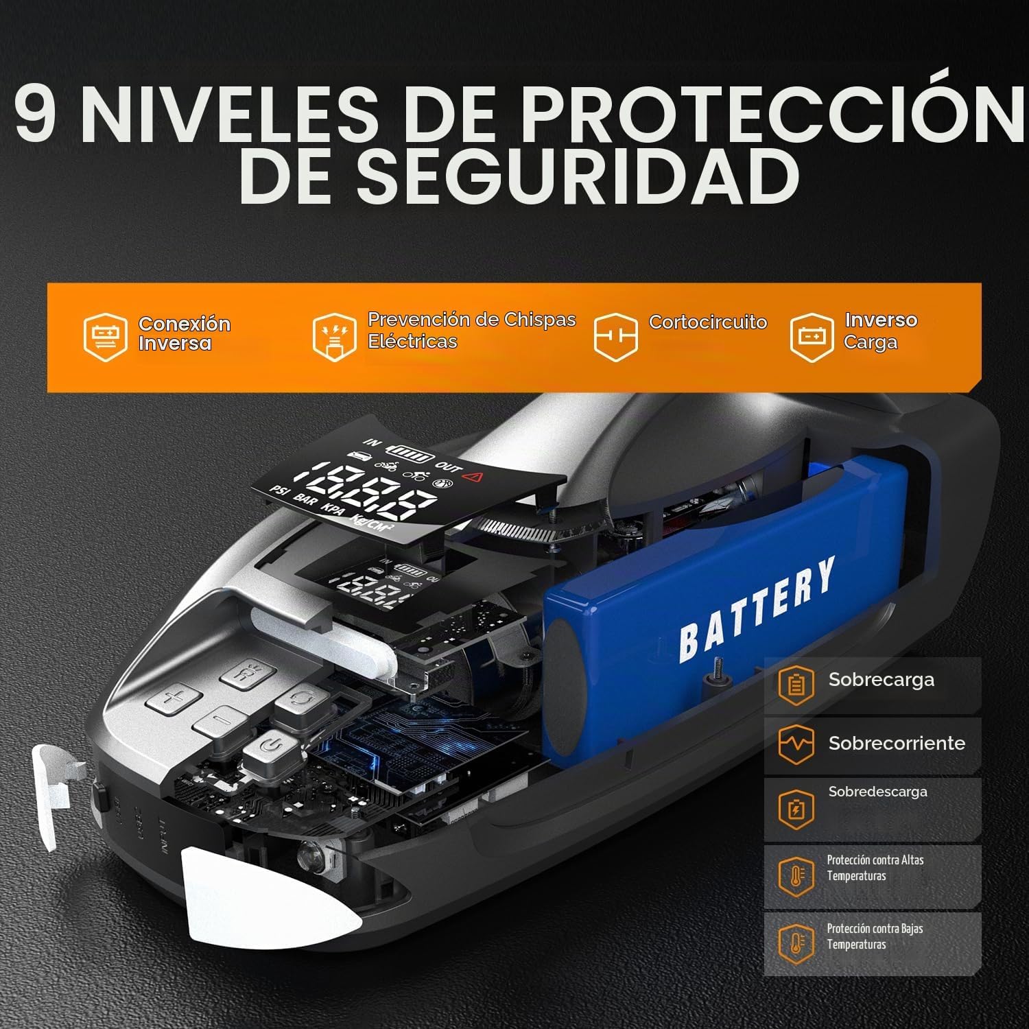 TEVOLE Arrancador de 6000A con compresor de aire, arrancador de bat...