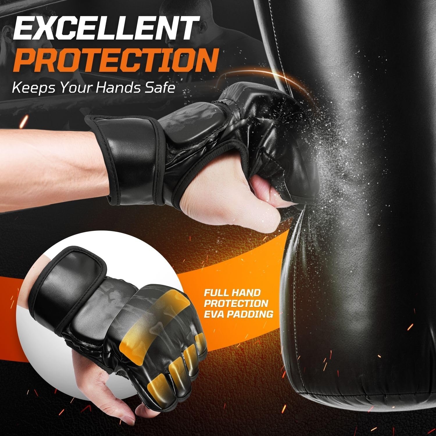 Flexzion, guantes de boxeo con dedos descubiertos - Grappling, MMA,...