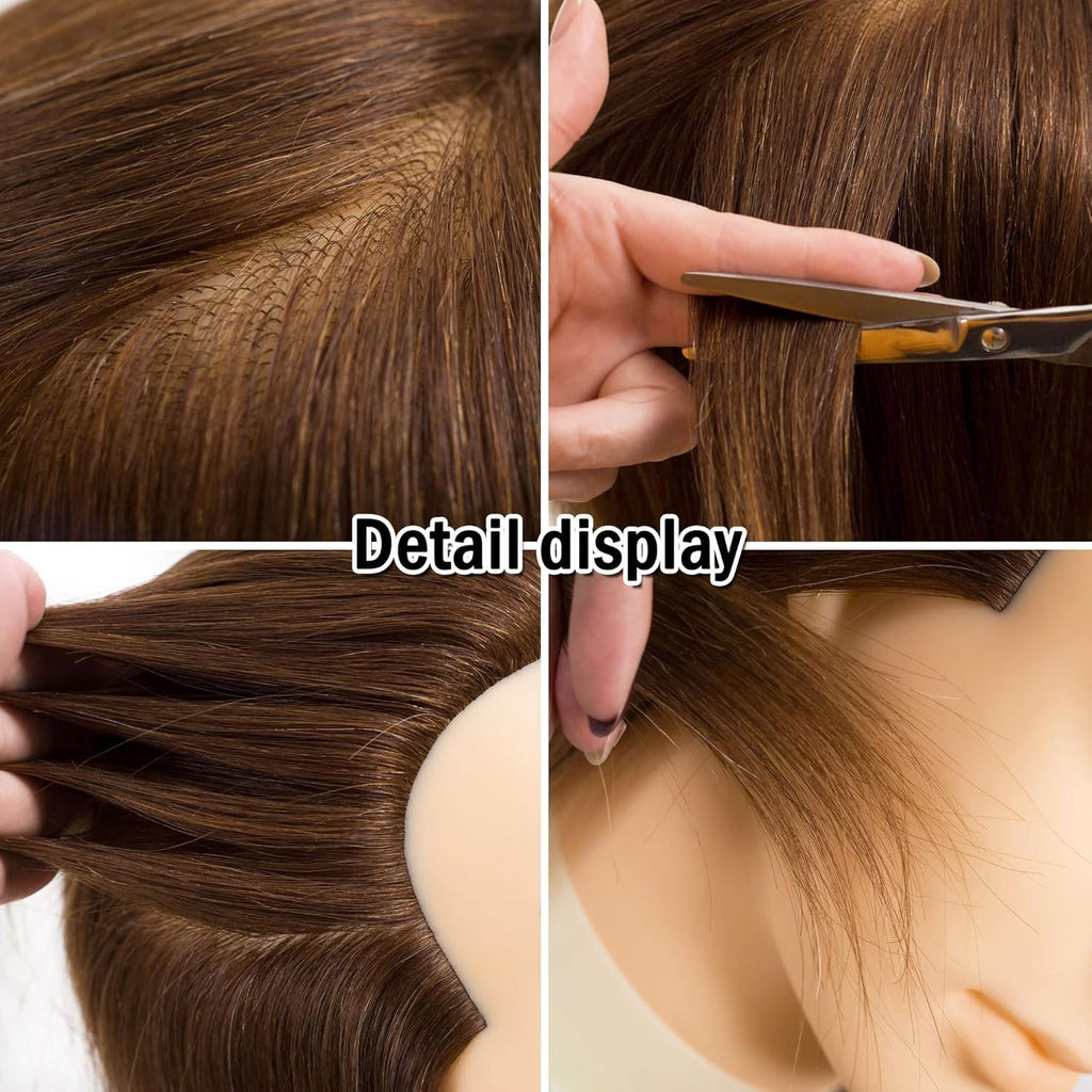 Yiifiulyn Cabeza de maniquí de cabello humano 100% real, de 12 pulg...