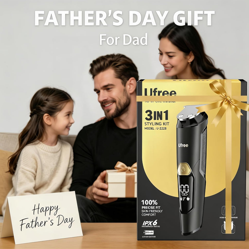 Ufree Recortadora de barba 3 en 1 para hombres, afeitadora eléctric...