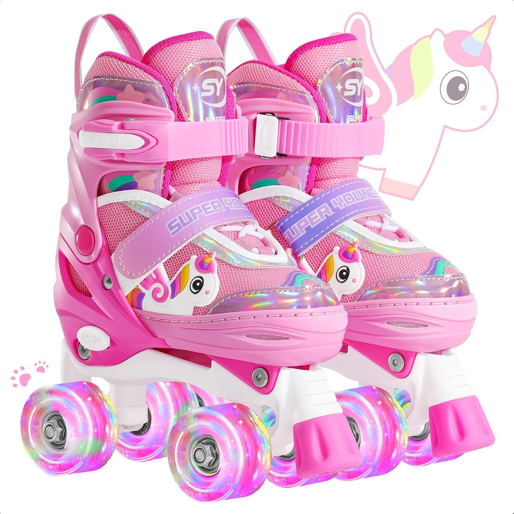 SUPER YOUNGSTER Patines de ruedas ajustables con luces LED para niñ...