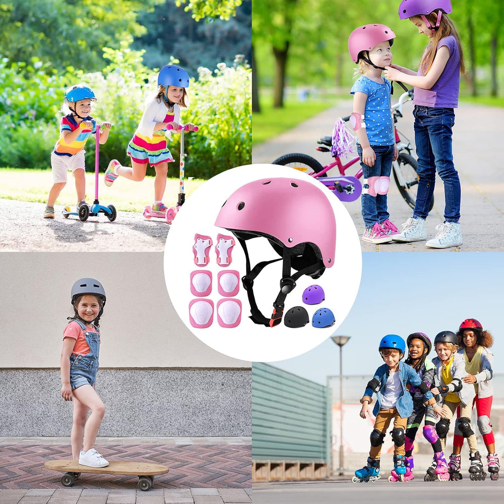 Juego de casco para niños con rodilleras, coderas y muñequeras, cas...