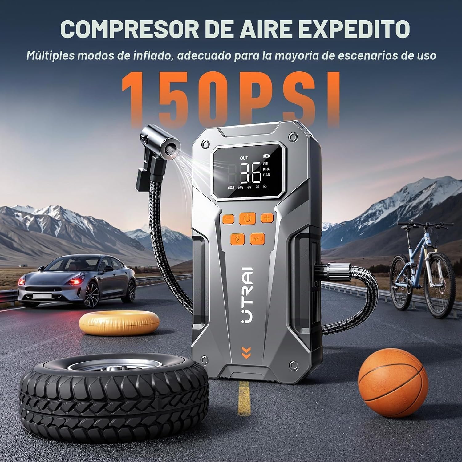 UTRAI Arrancador de 5000A 150PSI con compresor de aire, caja de arr...